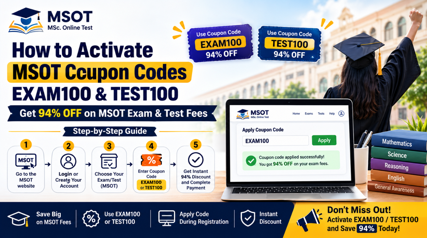 How to Activate MSoT Coupon Codes EXAM100 & TEST100 (94% Off)