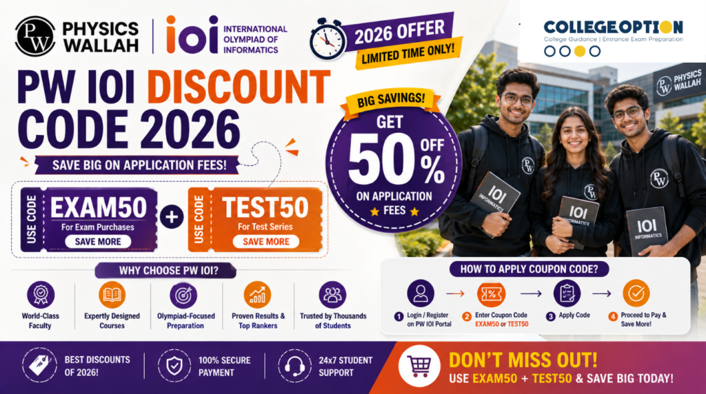 PW IOI Discount Code 2026 - EXAM50 & TEST50
