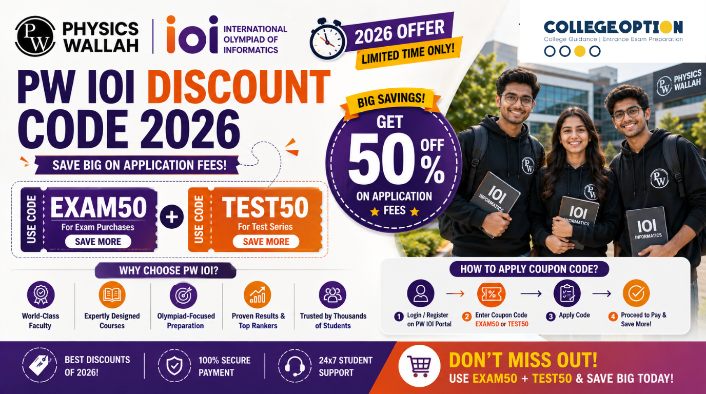 PW IOI Discount Code 2026 (EXAM50 & TEST50): Save on Application Fees